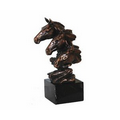 3 Spanish Horse Antique Bronze Figurine - 5" W x 11" H